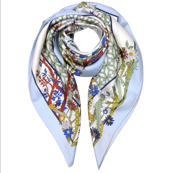 Tory Burch meadow folly silk square scarf - Picture 2 of 5